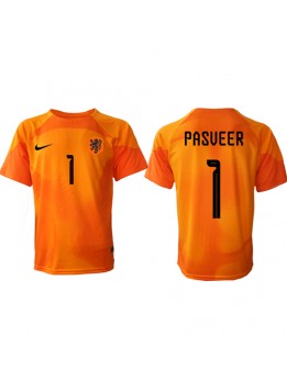 Billige Nederland Remko Pasveer #1 Keeper Bortedrakt VM 2022 Kortermet